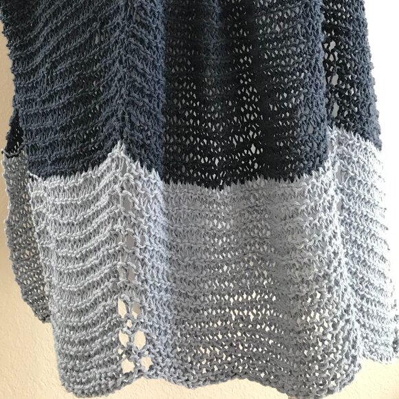 NEW Handmade Cotton Slip-on, Two-Toned Denim, Poncho Tunic - Picture 7 of 8